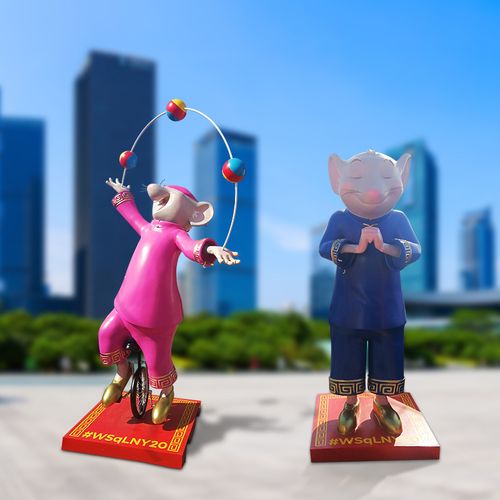 雕塑厂定制大型户外米老鼠摆件 玻璃钢动物卡通动漫美陈雕塑小品